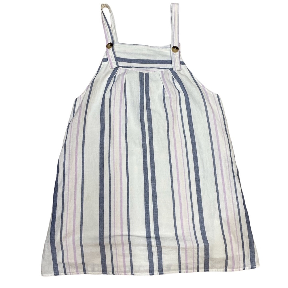Francesca’s Farmer Country Striped Overall Button Tank Top Mini Dress (size S)
